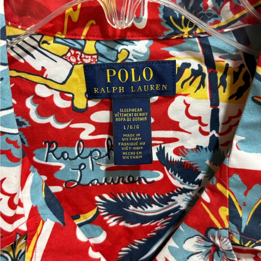 Lauren Ralph Lauren men’s red classic Hawaiian pattern short sleeve shirt NWOT - Picture 3 of 4